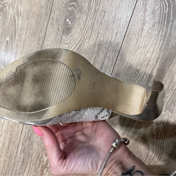 GUESS Gwaerra snake skin slingback high heel peep toe shoes - Picture 6 of 15